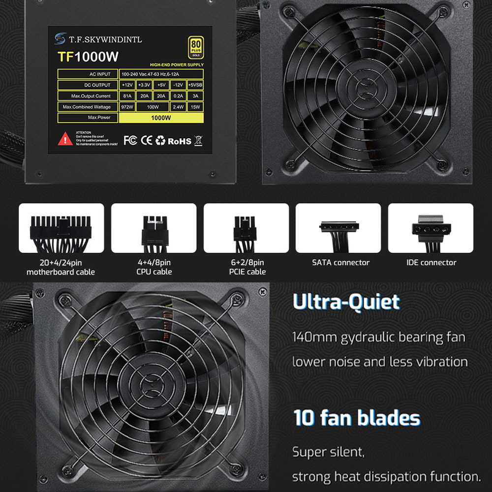 1000W 100-240V ATX Gold Power  – Pc Unit For Gaming Bewertung und Preis