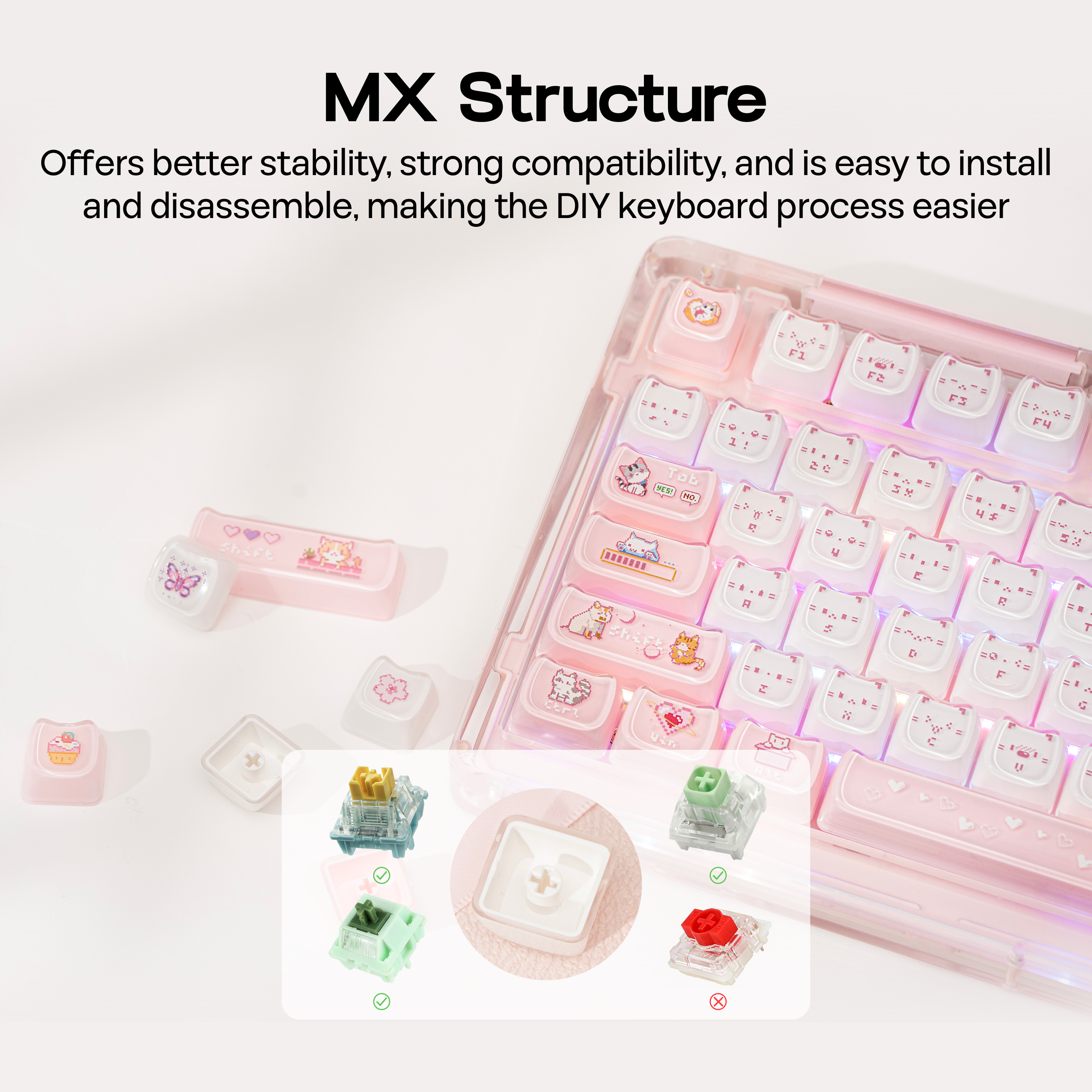 KiiBOOM Mewsic Jelly Keycap Se – Pc Gaming Pink Bewertung und Preis