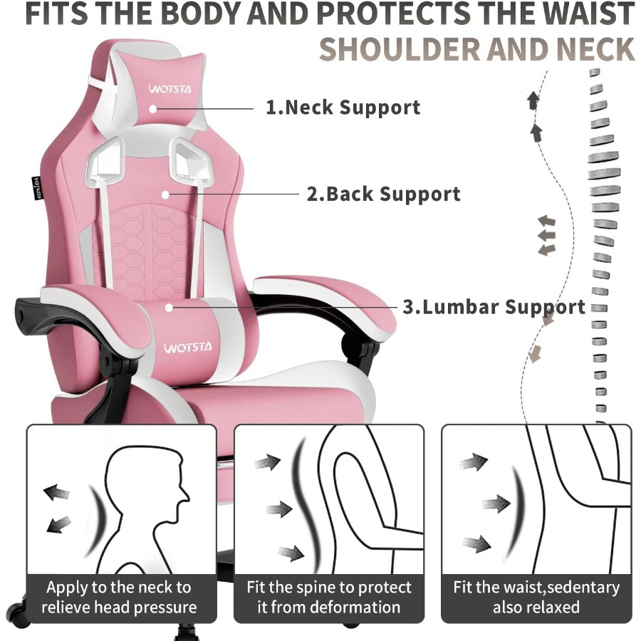 Pink Gaming Chair with Massage – Pc Gaming Pink Bewertung und Preis